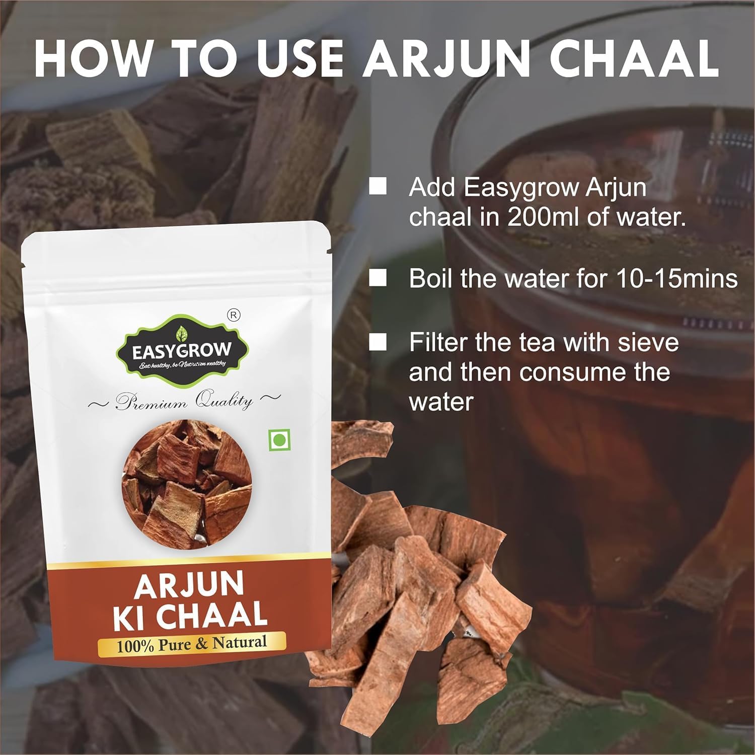 800 gm of Dried Arjun Tree Bark - Terminalia Arjuna Bark for Lowering Bad Cholesterol