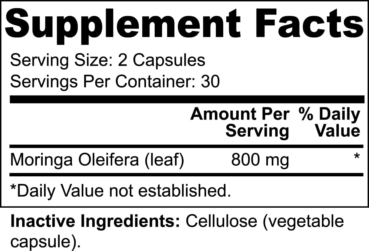 800 MG Blend Core Moringa Antioxidant Capsules for Energy, Metabolism, & Immune Support - Natural Moringa Oleifera Supplement