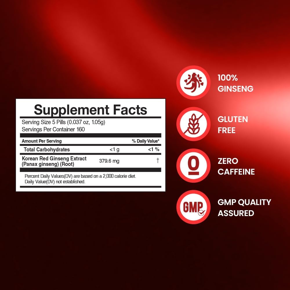 800 Pills CheongKwanJang Korean Panax Red Ginseng Extract - Natural Energy Supplements for Men & Women