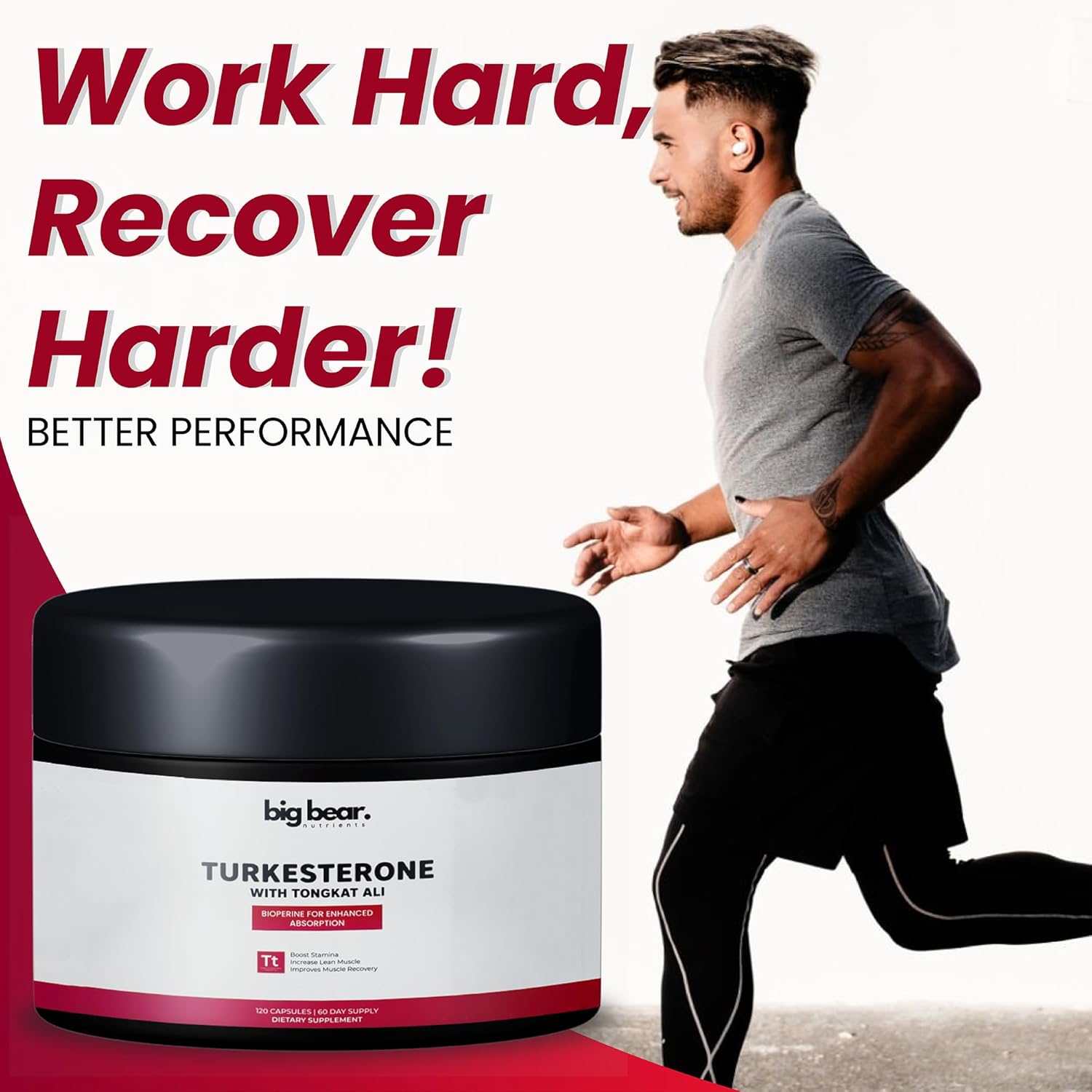 8,000mg Turkesterone & 80,000mg Tongkat Ali Supplement for Endurance, Stamina, Muscle Growth | 100% Pure 60 Capsules