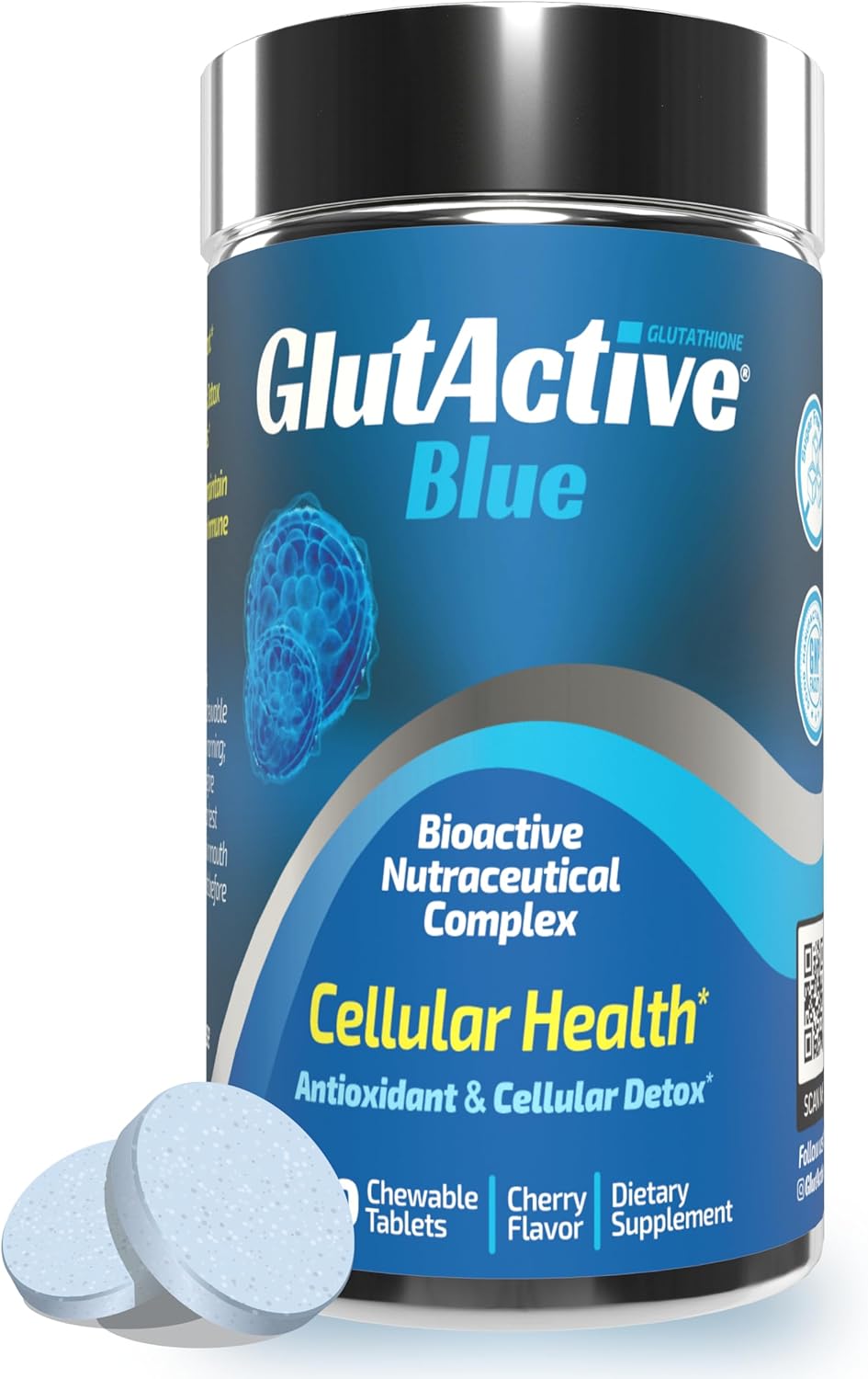 800mg Blue Glutathione Chewables for Immunity, Energy, & Anti-Aging - Detox Antioxidant Supplement with Cysteine, Selenium, Zinc, Resveratrol, and Acerola (VIT-C) - 30ct