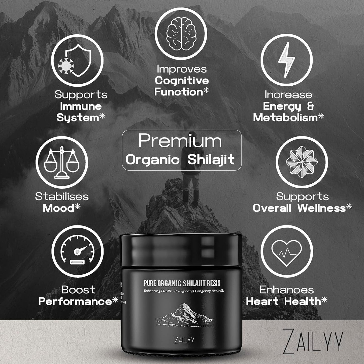 80g Pure Himalayan Organic Shilajit Resin Supplement with Fulvic Acid & Trace Minerals for Energy Booster