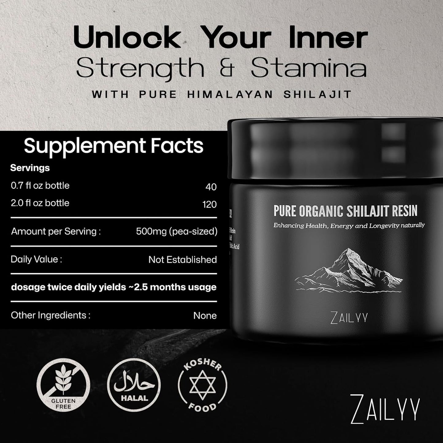 80g Pure Himalayan Organic Shilajit Resin Supplement with Fulvic Acid & Trace Minerals for Energy Booster