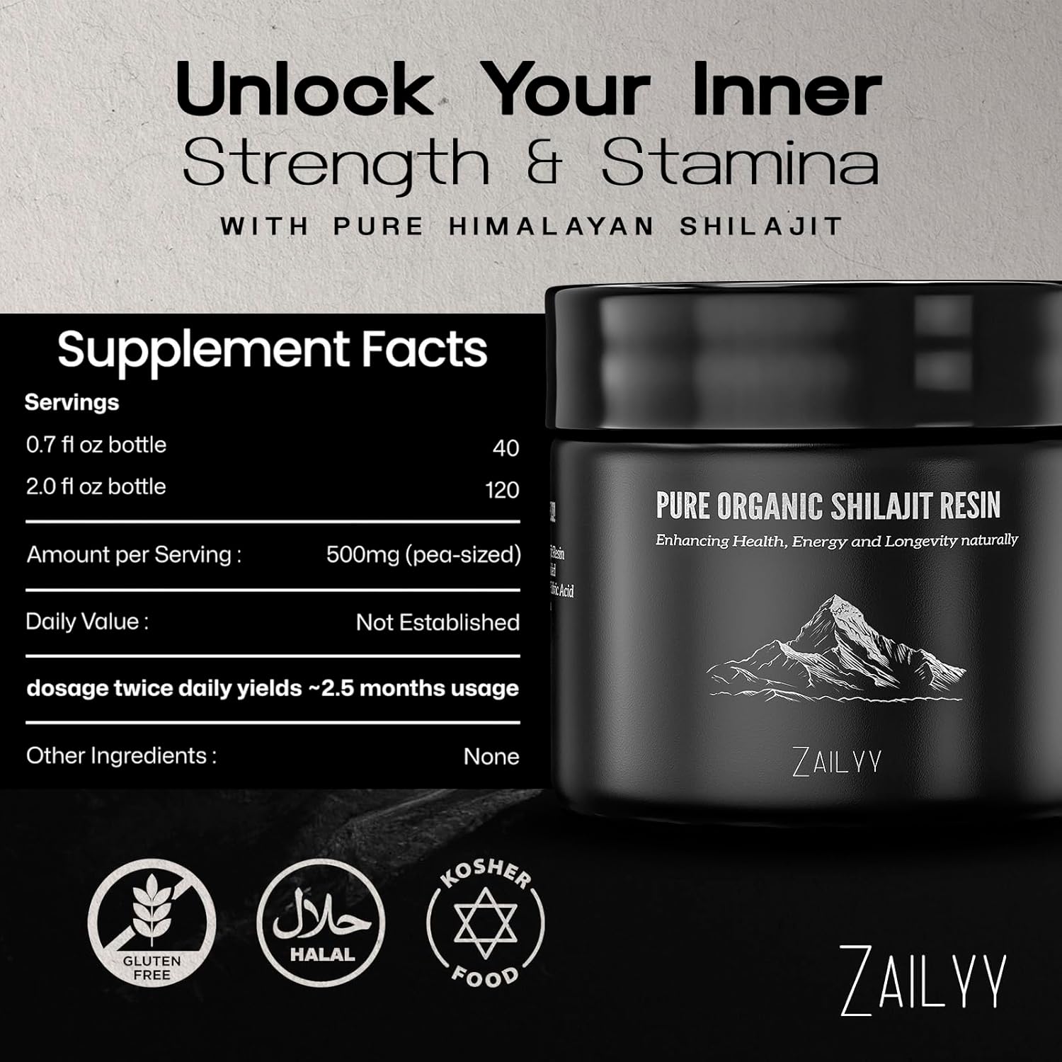 80g Pure Himalayan Organic Shilajit Resin Supplement with Fulvic Acid & Trace Minerals for Energy Booster