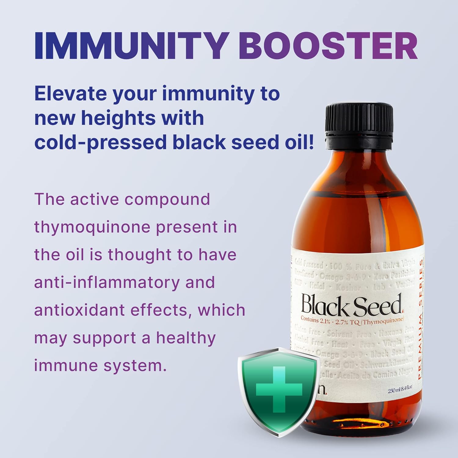 8.4 fl oz ADALIN Black Seed Oil Liquid - High Thymoquinone, Cold Pressed, Glass Bottle - Vegan, Gluten Free Nigella Sativa Seed Oil