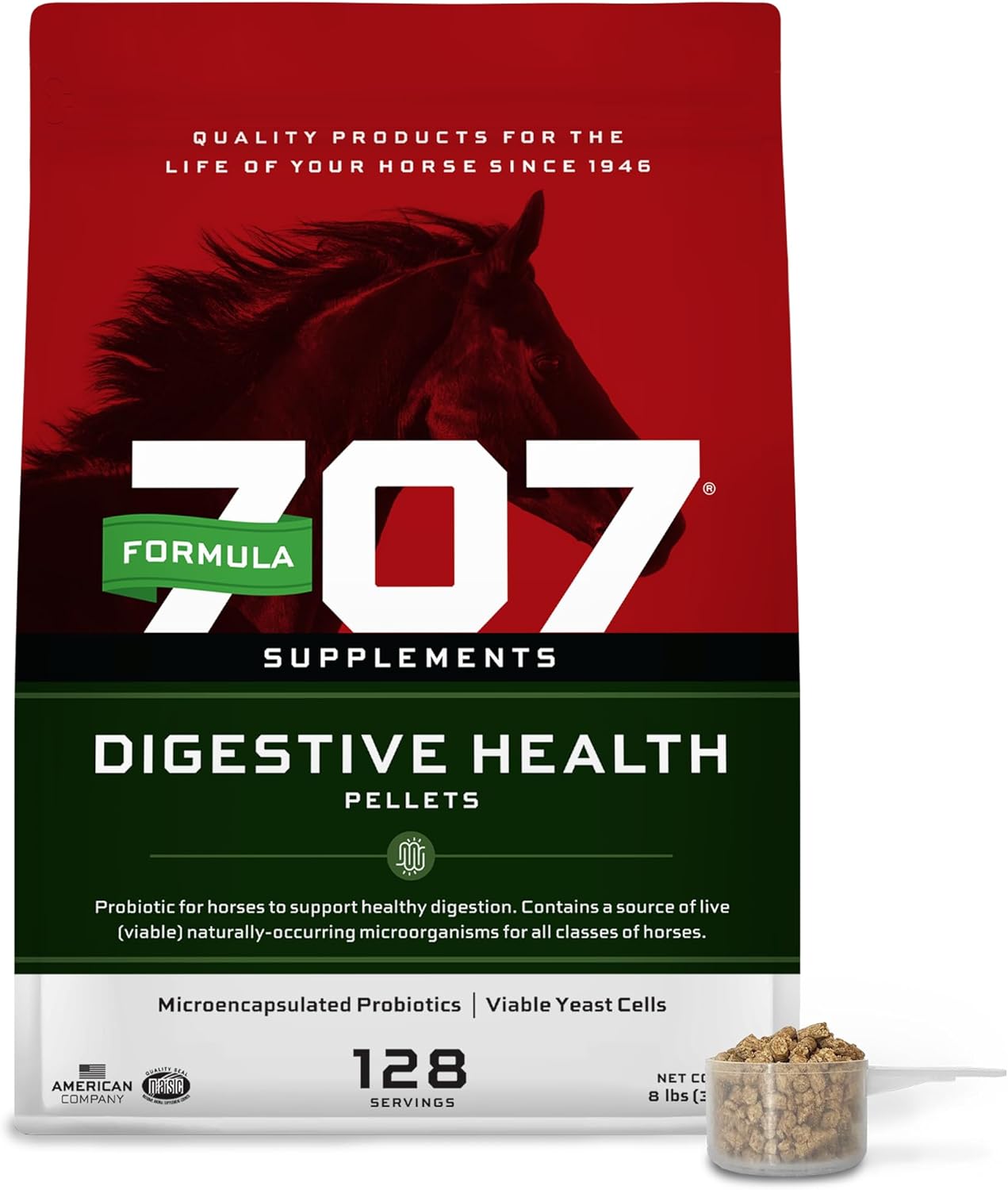 8lb Bag of Formula 707 Equine Digestive Health Supplement with Probiotics, Prebiotics, and Enzymes for Horses