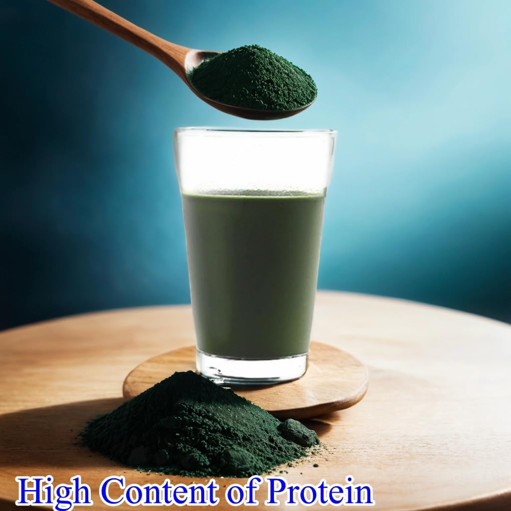 8oz BOMADNI Organic Spirulina Powder - Green Superfood with Vegan Protein, Minerals, Vitamins - Non-GMO, Gluten-Free