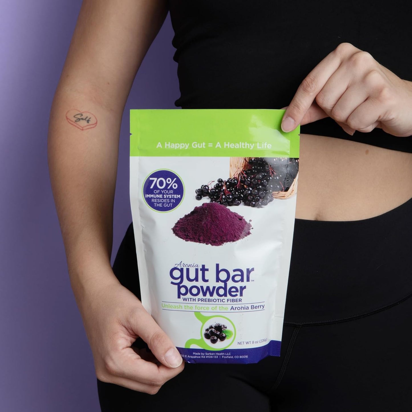 8oz GUT BAR Powder with Aronia Berry, Chicory Root Fiber - Supports Digestion, Gut Health, Bloating Relief