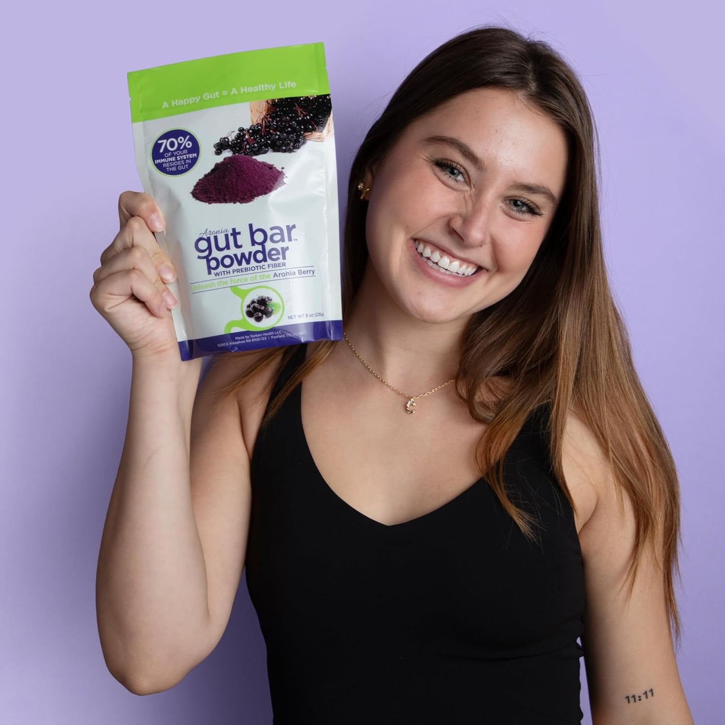 8oz GUT BAR Powder with Aronia Berry, Chicory Root Fiber - Supports Digestion, Gut Health, Bloating Relief