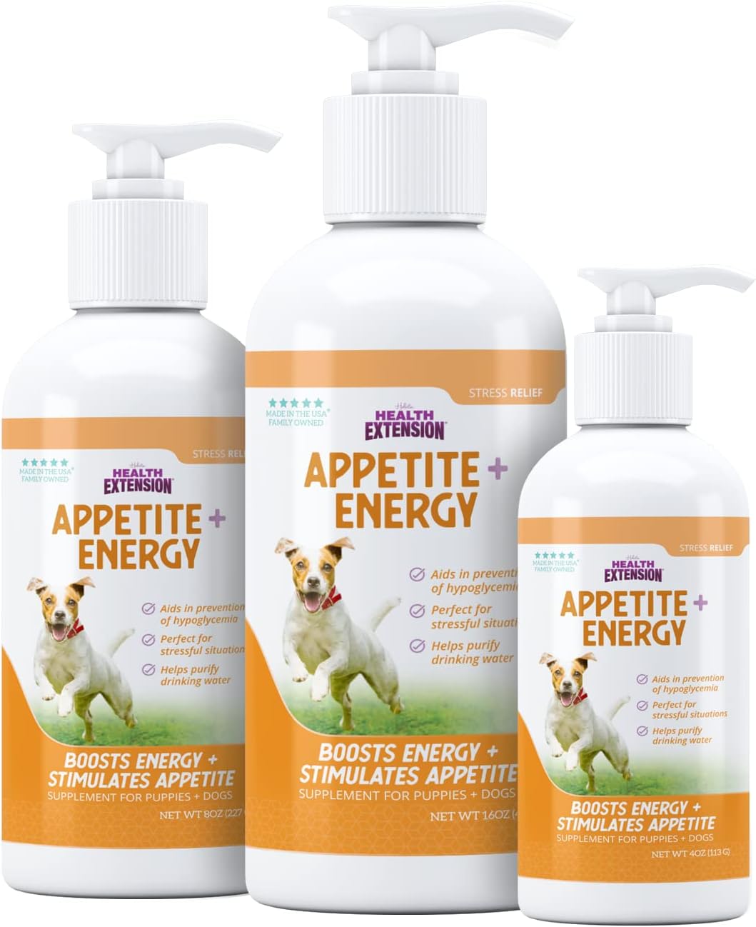8oz Health Extension Stress Relief Supplement for Dogs with Appetite & Energy Boost - Prevents Hypoglycemia, Enriched with Vitamin B