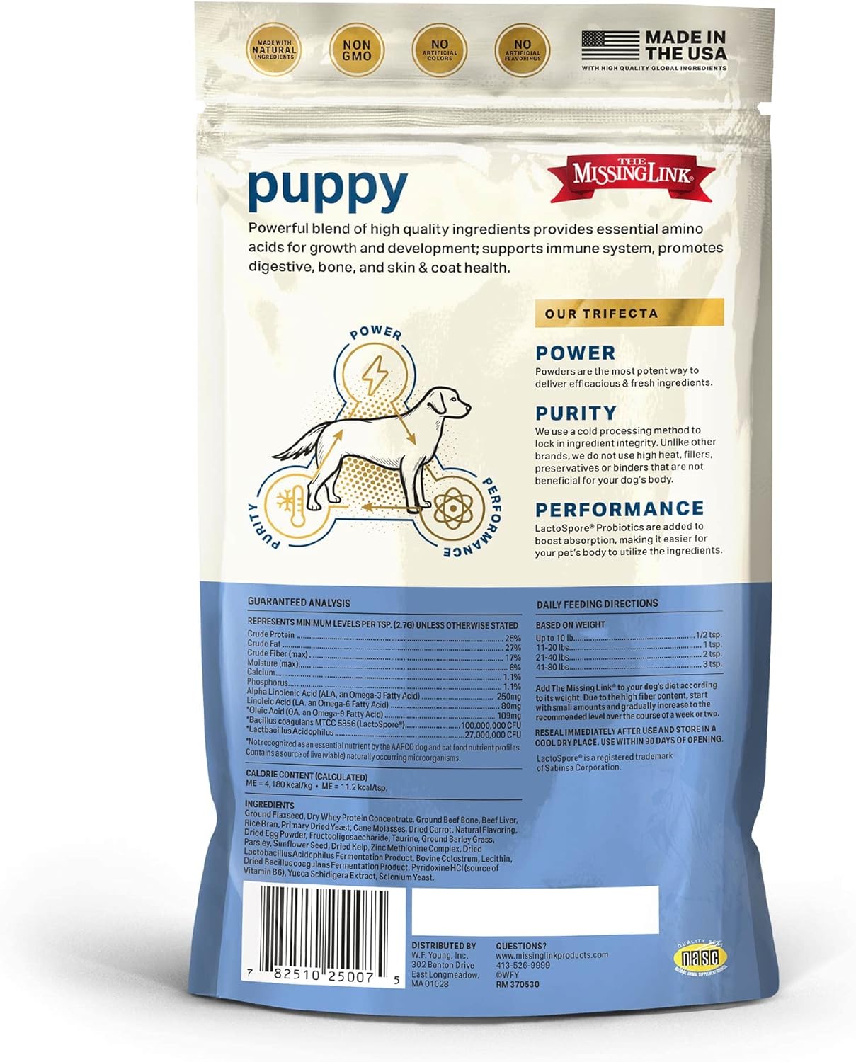 8oz Missing Link Puppy Superfood Supplement Powder for Growth, Immunity, Digestion, Bones, Skin & Coat