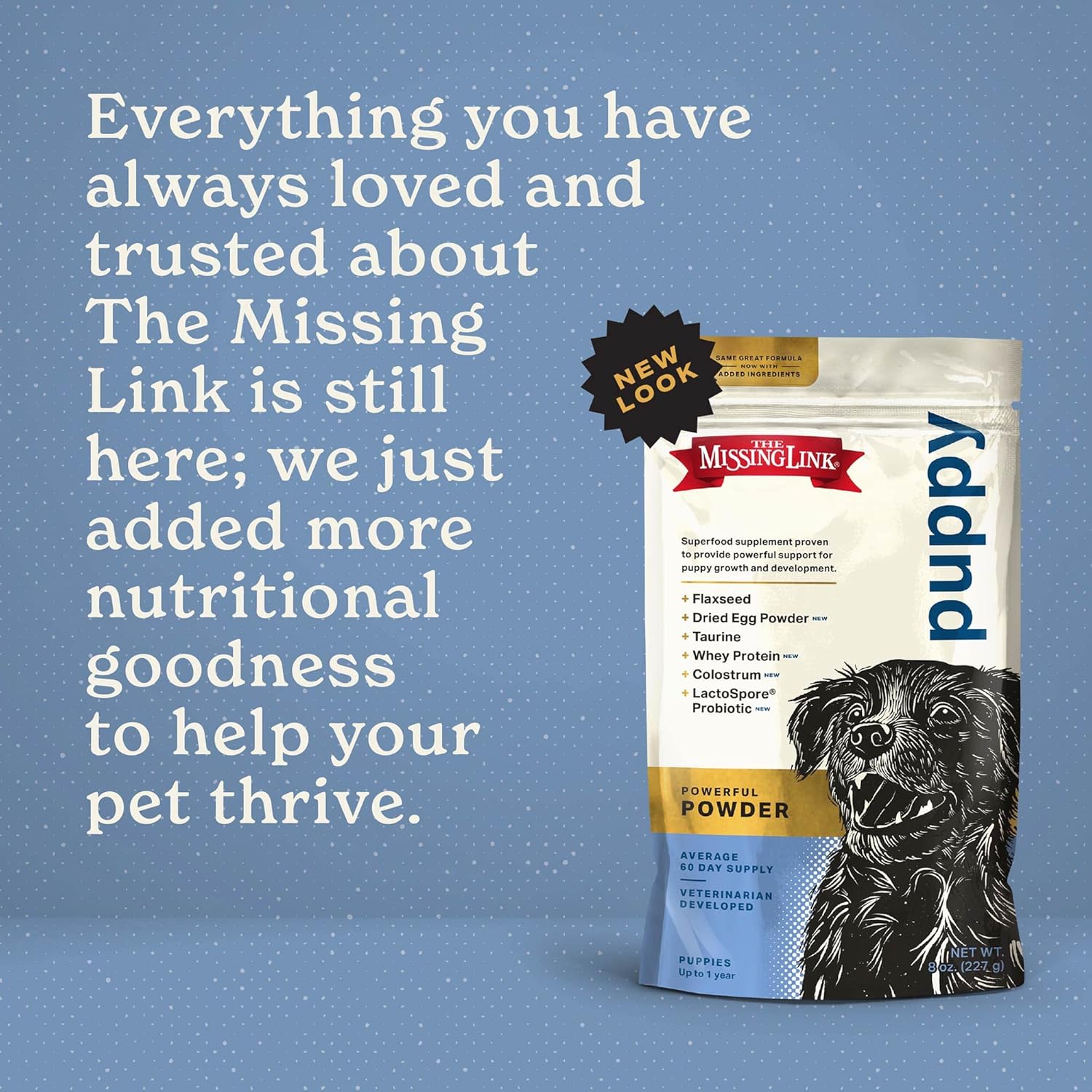 8oz Missing Link Puppy Superfood Supplement Powder for Growth, Immunity, Digestion, Bones, Skin & Coat
