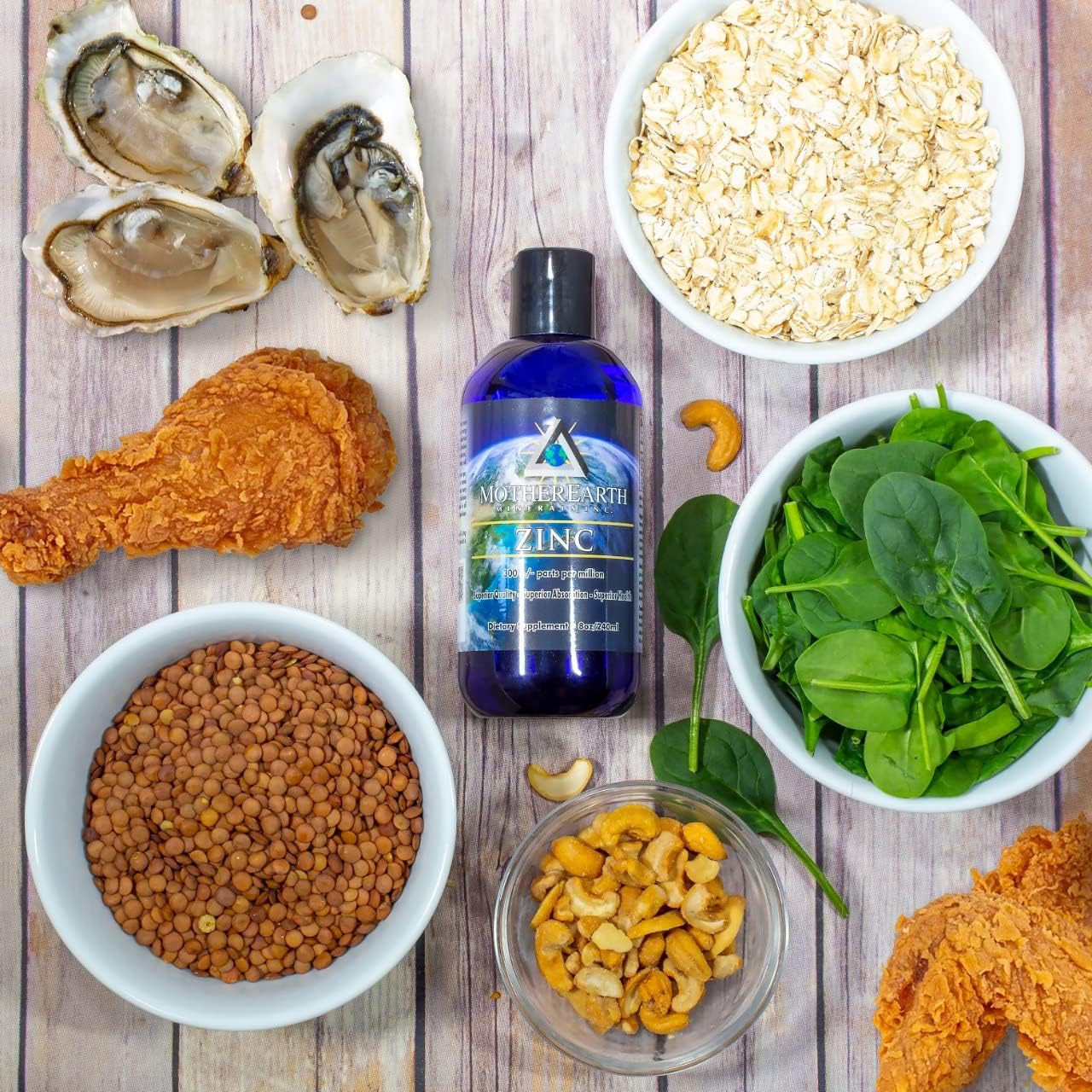 8oz Mother Earth Minerals Zinc - Antioxidant for Vitamins Absorption, Supports Growth & Tissue Health - 96 Servings