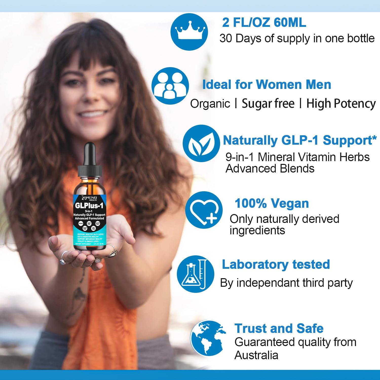 9-in-1 GLP-1 Supplement with Berberine, Ceylon Cinnamon & Green Tea - Gut Digestion & Metabolic Support - 6X Stronger Than Capsules - For Women & Men