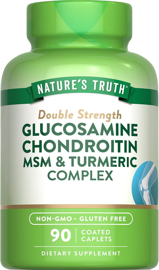 90 Caplets Nature's Truth Glucosamine Chondroitin MSM Complex - Double Strength Non-GMO & Gluten Free Supplement