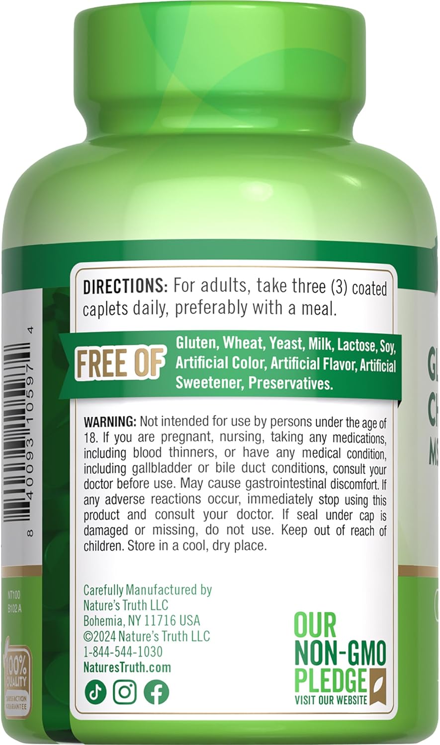 90 Caplets Nature's Truth Glucosamine Chondroitin MSM Complex - Double Strength Non-GMO & Gluten Free Supplement