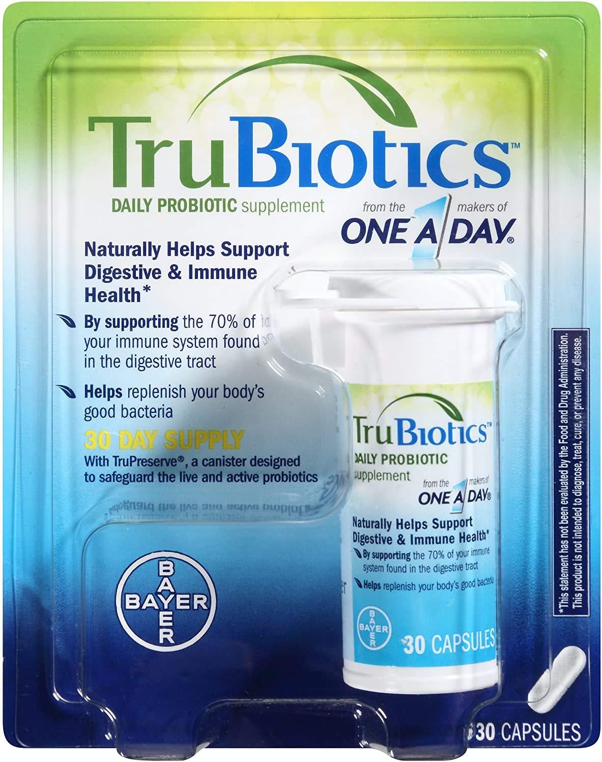 90-Capsule TruBiotics Daily Probiotic Supplement for Digestive & Immune Health | Gluten & Soy Free Formula for Men & Women