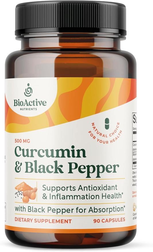 90 Capsules of BioActive Curcumin with Black Pepper for Optimal Nutrient Absorption