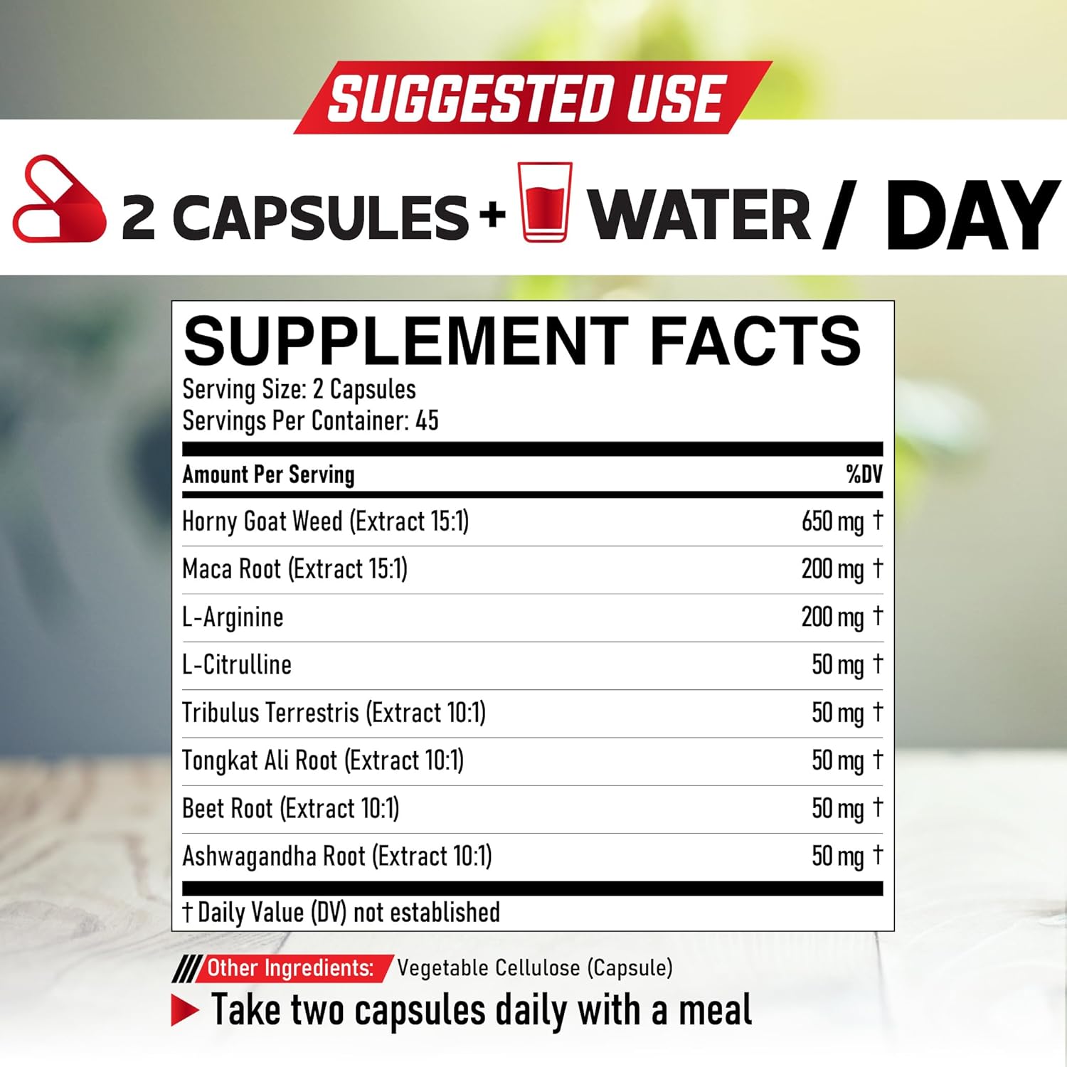 90 Capsules of DEDICAD 8in1 Men's Energy Workout Support with Horny Goat Weed, Tribulus Terrestris, L-Arginine, Maca Root, Tongkat Ali, and Beet Root for Muscle Strength