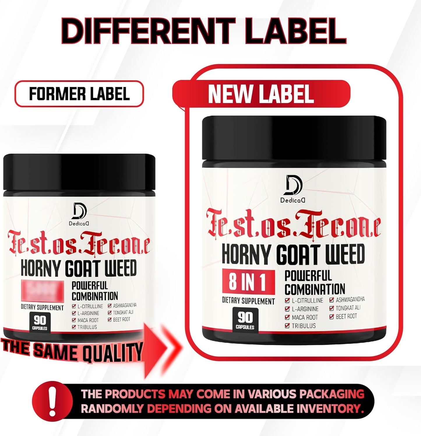 90 Capsules of DEDICAD 8in1 Men's Energy Workout Support with Horny Goat Weed, Tribulus Terrestris, L-Arginine, Maca Root, Tongkat Ali, and Beet Root for Muscle Strength