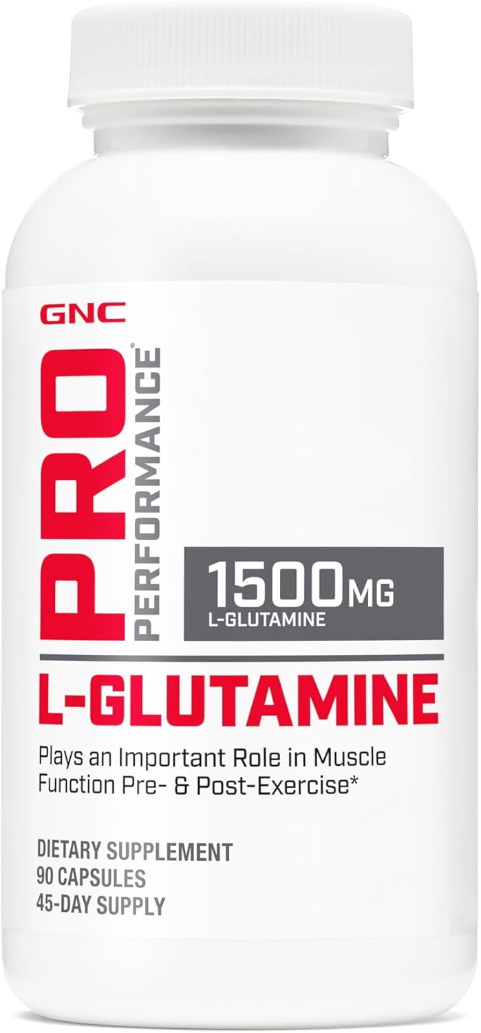 90 Capsules of GNC Pro Performance L-Glutamine for Enhanced Muscle Recovery