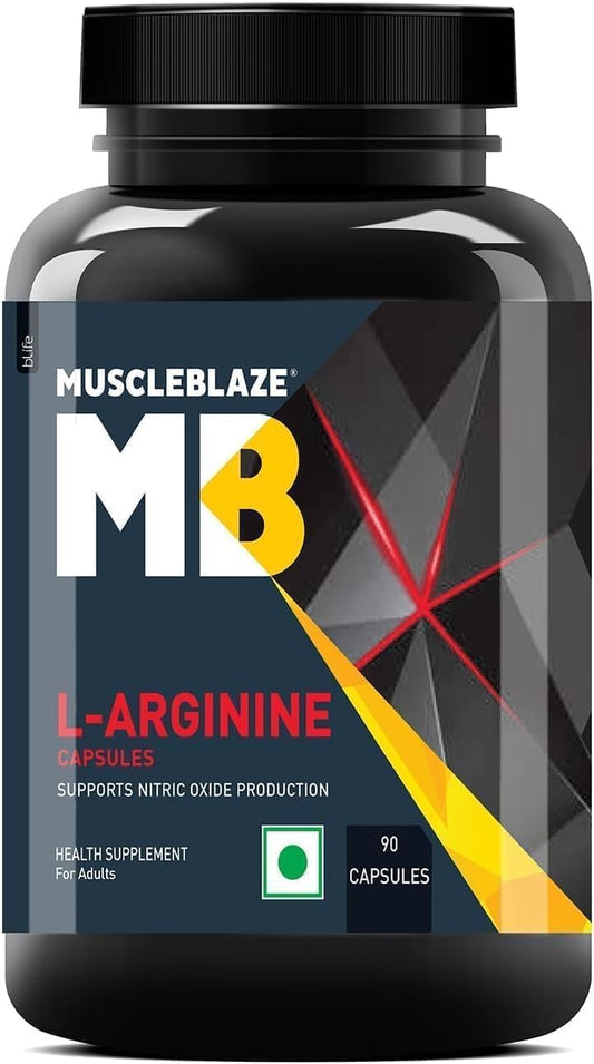 90 Capsules of L-Arginine Supplement for Nitric Oxide Support