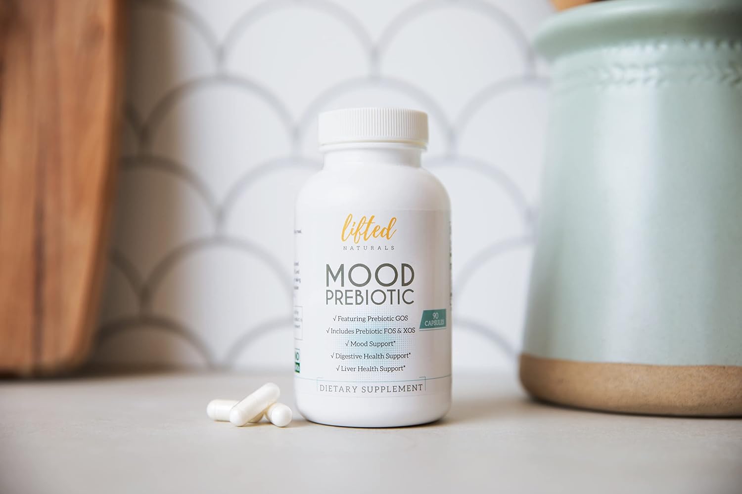 90 Capsules of Lifted Naturals Mood Prebiotic Fiber Supplement with GOS, XOS, and FOS for Natural Mood, Immune, and Digestive Support