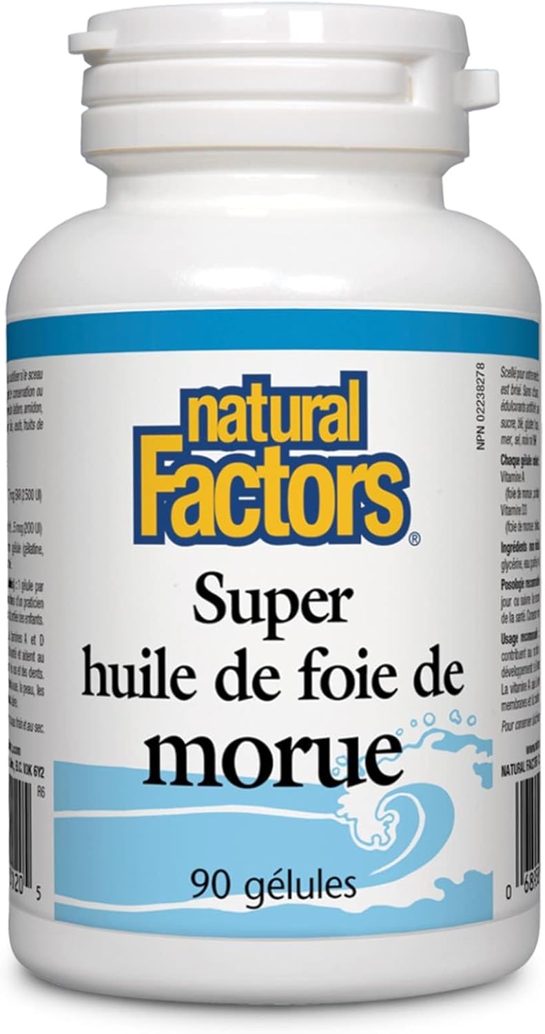 90 Capsules of Natural Factors Cod Liver Oil - High Quality Source of Omega-3s and Vitamin D