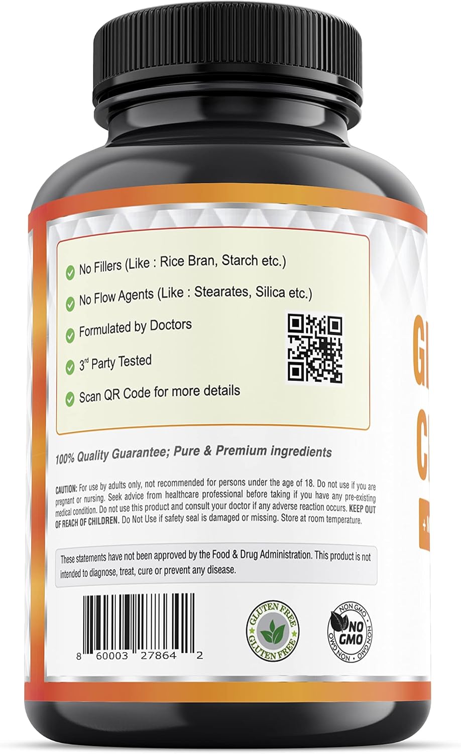 90 Capsules of PIUS NATURE Glucosamine Chondroitin MSM Boswellia Curcumin Bromelain Quercetin - 1 Month Supply