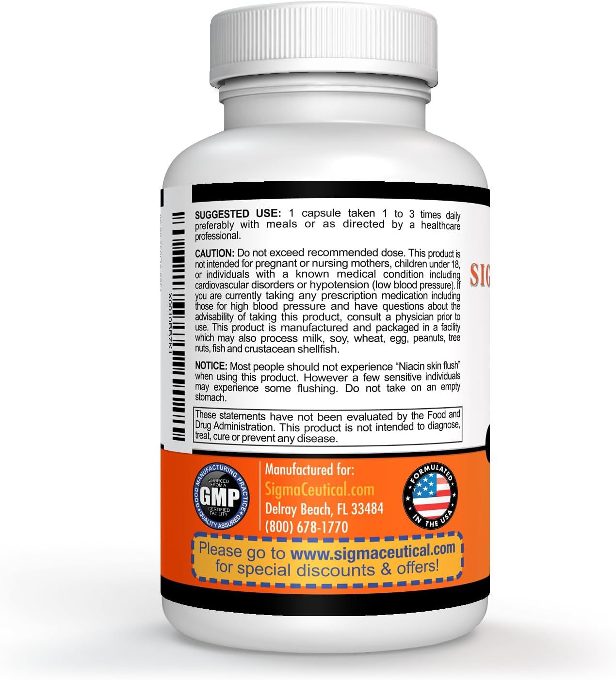 90 Capsules of Sigmaceutical Herbal Supplements - Hawthorn, Olive Leaf, Garlic, and Hibiscus Extracts