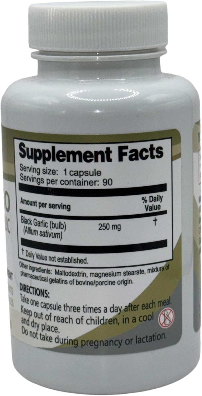 90 Capsules of vidaherbal AJO Negro (Black Garlic) Dietary Supplement with Natural Ingredients - 500mg