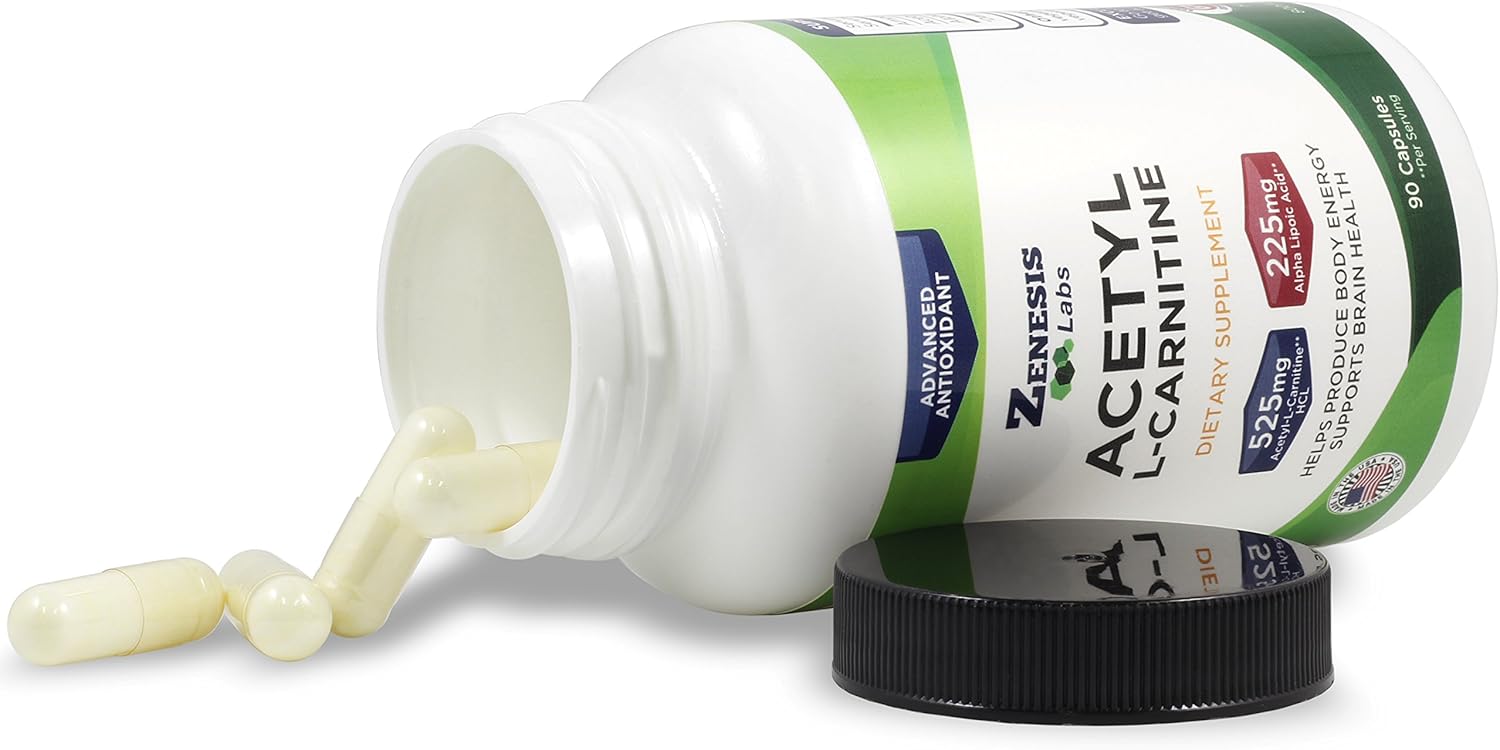 90 Capsules of Zenesis Labs Acetyl L-Carnitine and Alpha Lipoic Acid Supplement for Cognitive Support