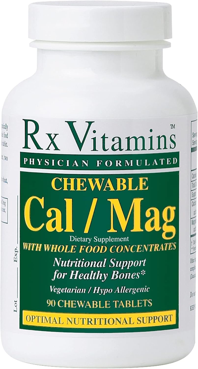 90 Count Chewable Calcium/Magnesium Tablets by Rx Vitamins - Essential Daily Supplement for Bone Health