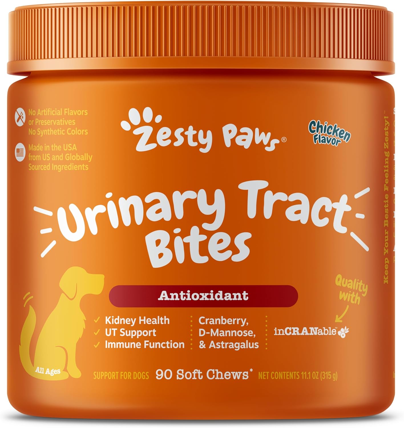 90-Count Chicken Cranberry Chews for Dogs - Bladder & Urinary Tract Support Supplement - Immune & Gut Health
