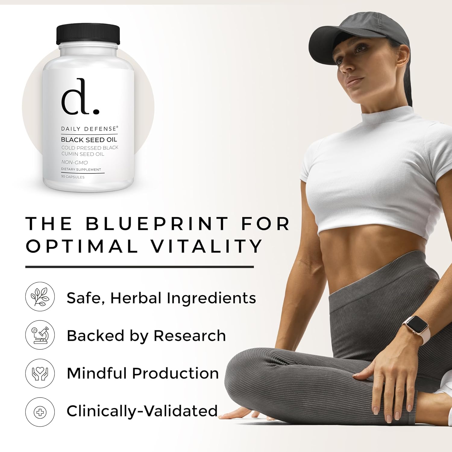 90 Count Daily Defense Black Seed Oil Capsules - Nigella Sativa for Hair, Skin & Immunity - Vegan, Gluten-Free, Non-GMO