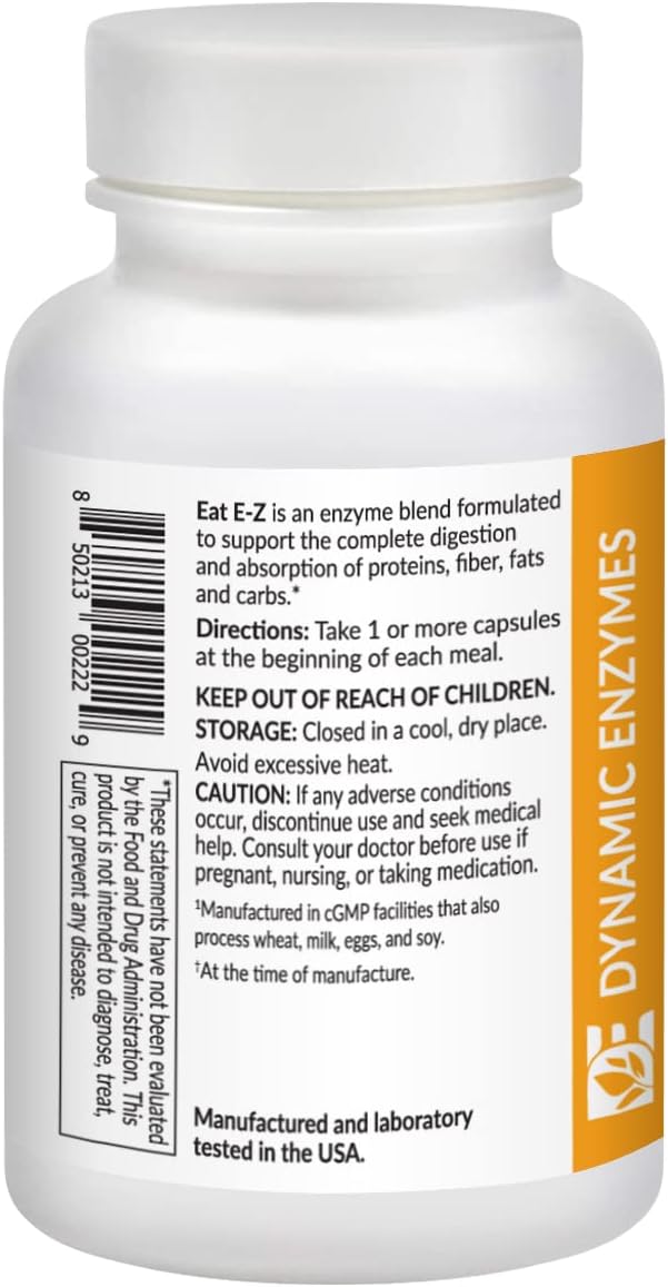 90 Count Dynamic Enzymes Eat E-Z Digestive Enzymes for Gut Health, Anti-Bloating, and Immune Support