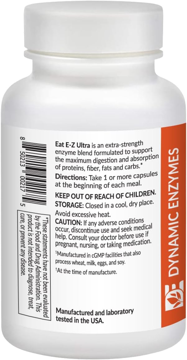 90 Count Dynamic Enzymes Eat E-Z Ultra Digestive Enzymes for Gut Health and Immune Support
