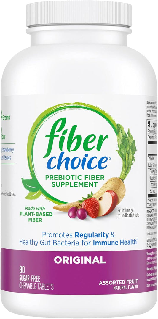 90 Count Fiber Choice Assorted Fruit Daily Prebiotic Fiber Chewable Tablets