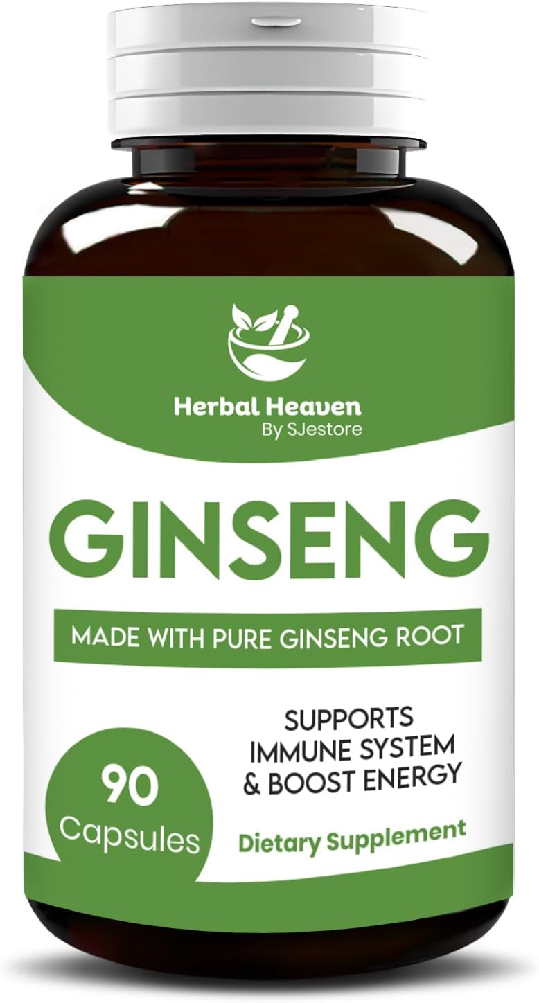 90 Count Herbal Ginseng Capsules for Energy, Focus, and Wellness - Natural Vitality Formula by SJestore