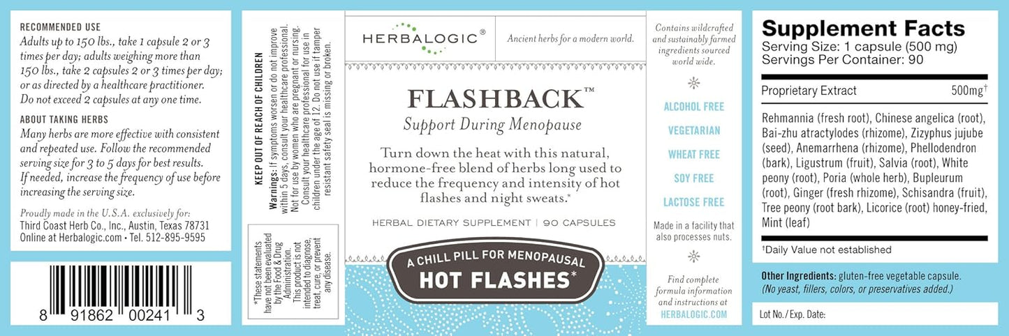 90-Count Herbalogic Flashback Herb Capsules for Menopausal Hot Flashes, Night Sweats, Sleeplessness & Mood Swings