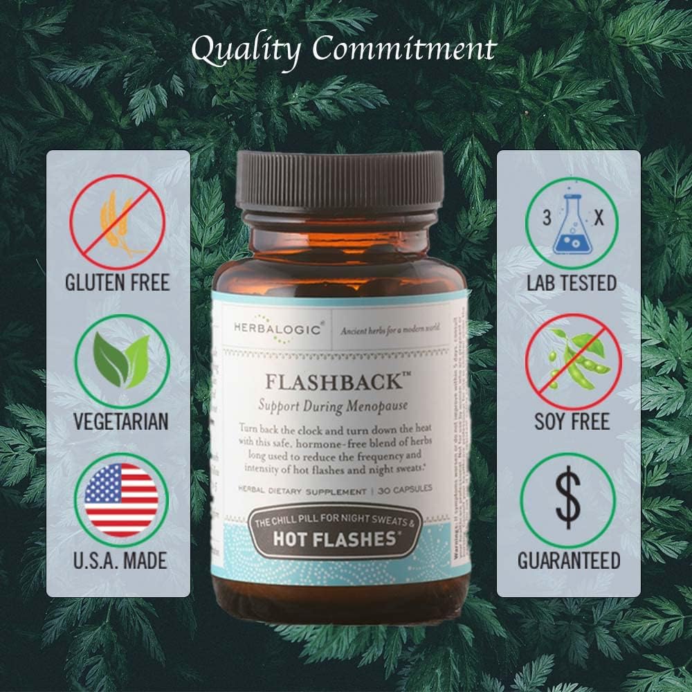 90-Count Herbalogic Flashback Herb Capsules for Menopausal Hot Flashes, Night Sweats, Sleeplessness & Mood Swings