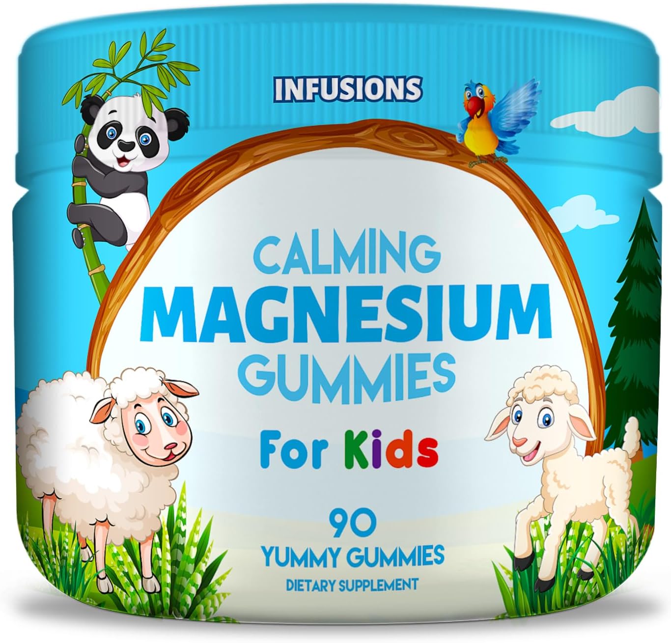 90 Count Infusions International Infusions Calm Magnesium Gummies for Kids - Vegan-Friendly Non-GMO Soft & Delicious Supplement for Healthy Muscles and Bones