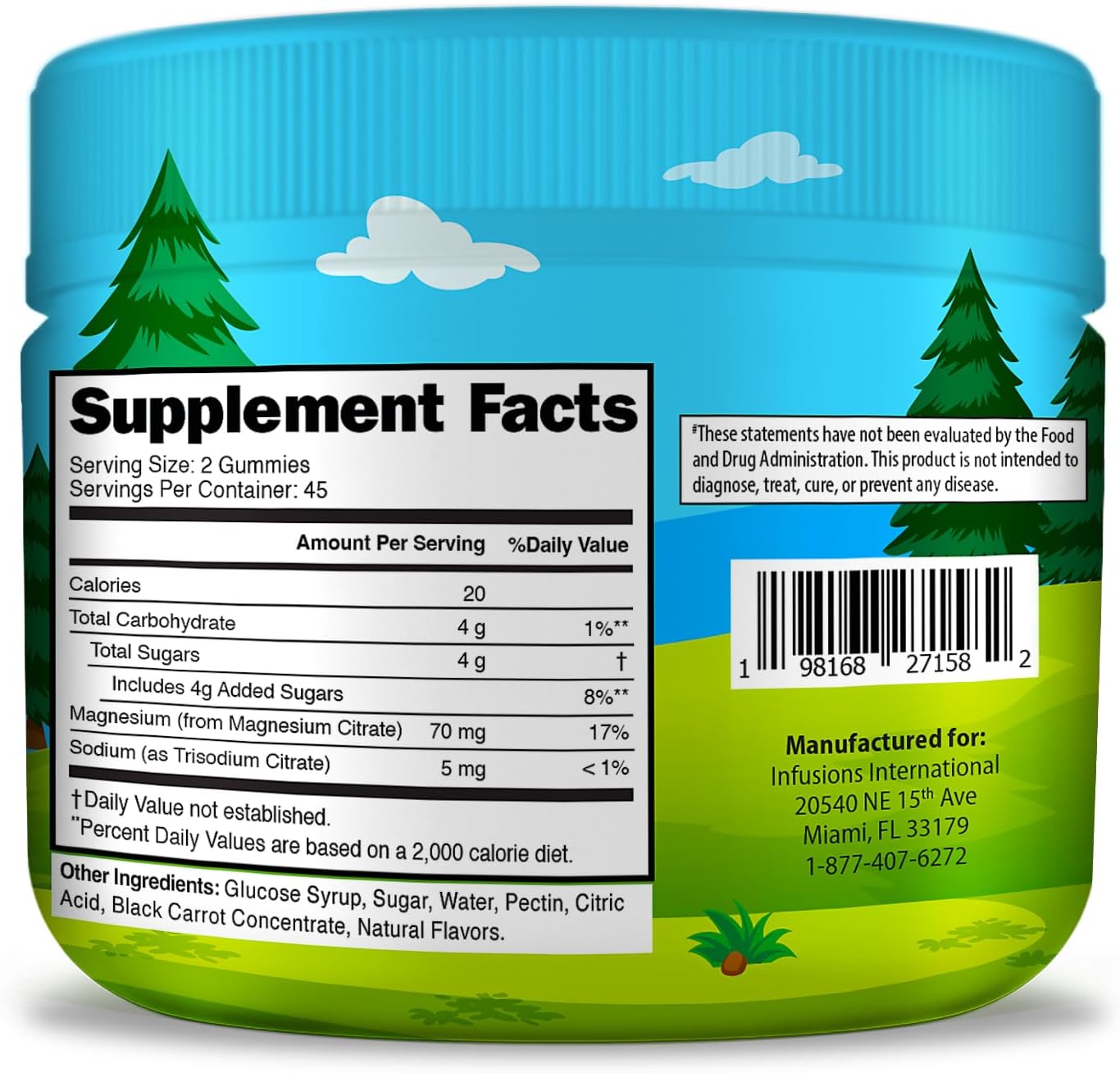 90 Count Infusions International Infusions Calm Magnesium Gummies for Kids - Vegan-Friendly Non-GMO Soft & Delicious Supplement for Healthy Muscles and Bones