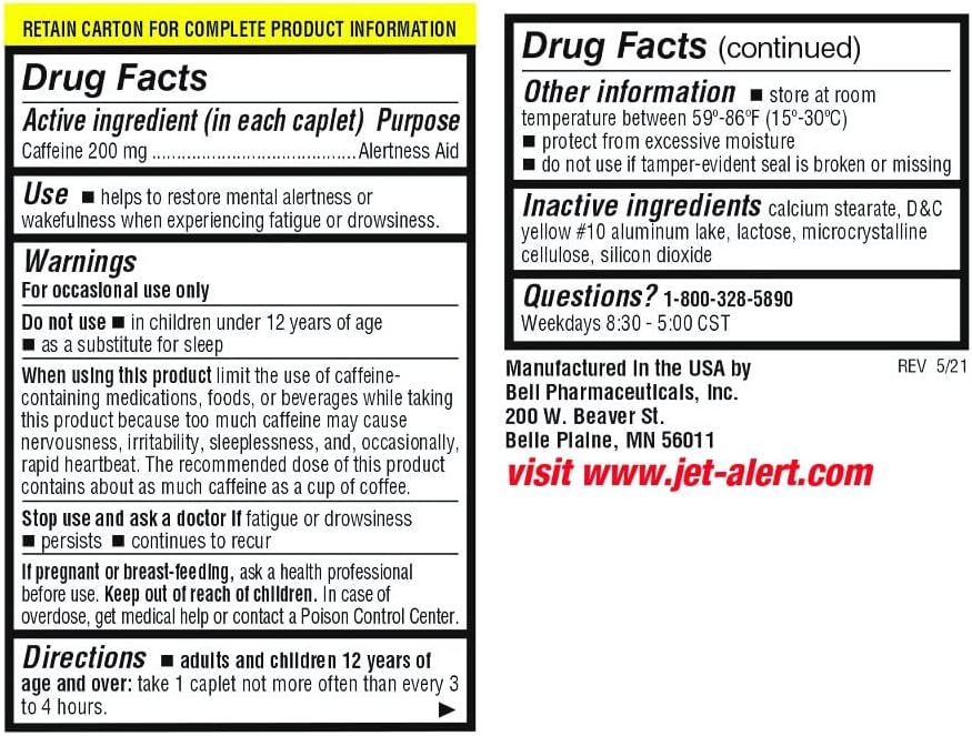 90 Count Jet-Alert 200 Mg Caffeine Tablets