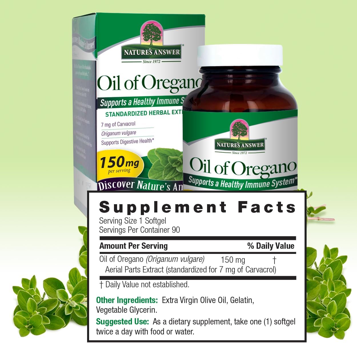 90-Count Nature's Answer Oil of Oregano Softgel Capsules | Immune Support & Digestive Health Booster