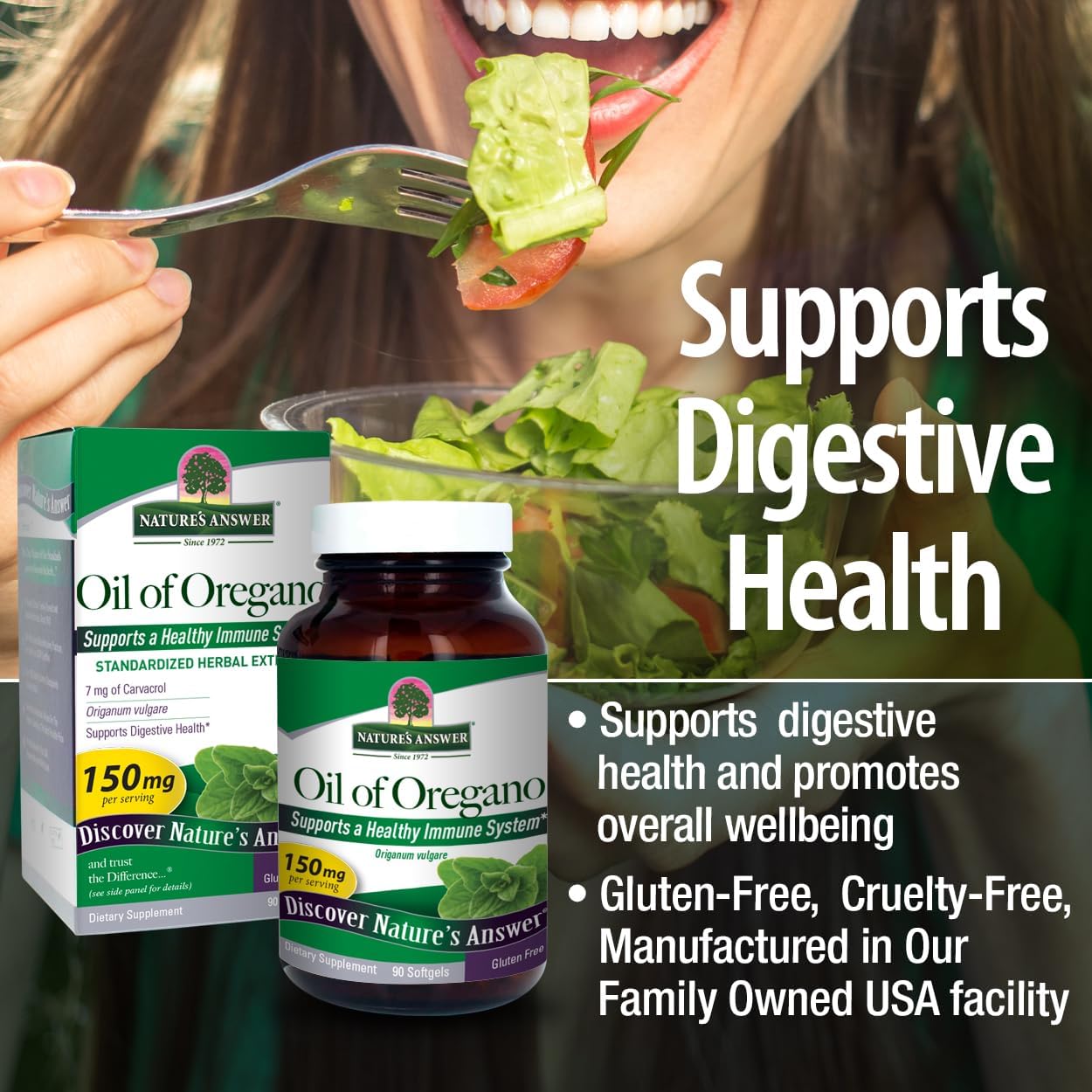 90-Count Nature's Answer Oil of Oregano Softgel Capsules | Immune Support & Digestive Health Booster