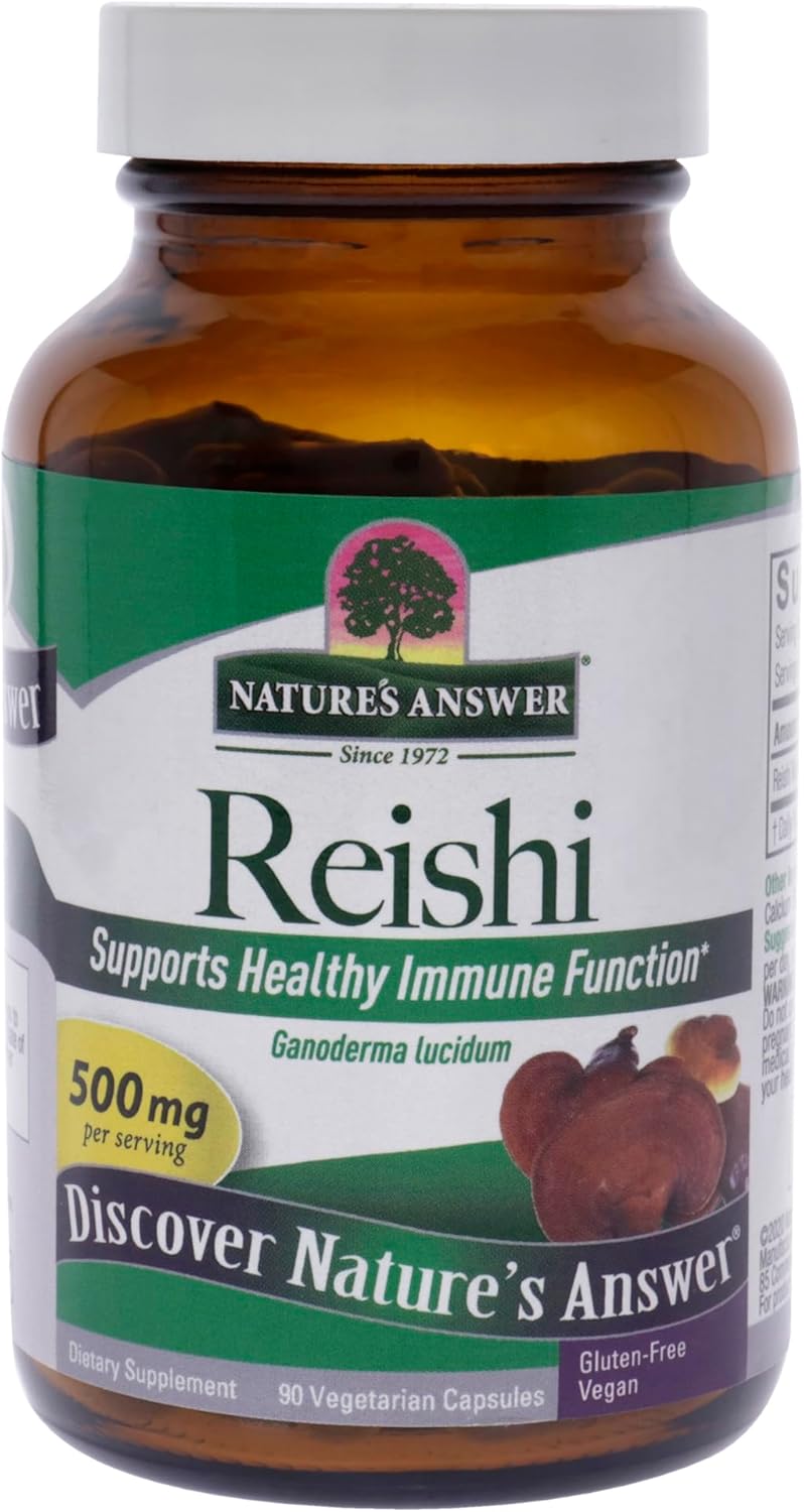 90-Count Nature's Answer Reishi Mushroom Mycelia Capsules for Immune, Cardiovascular, and Liver Health