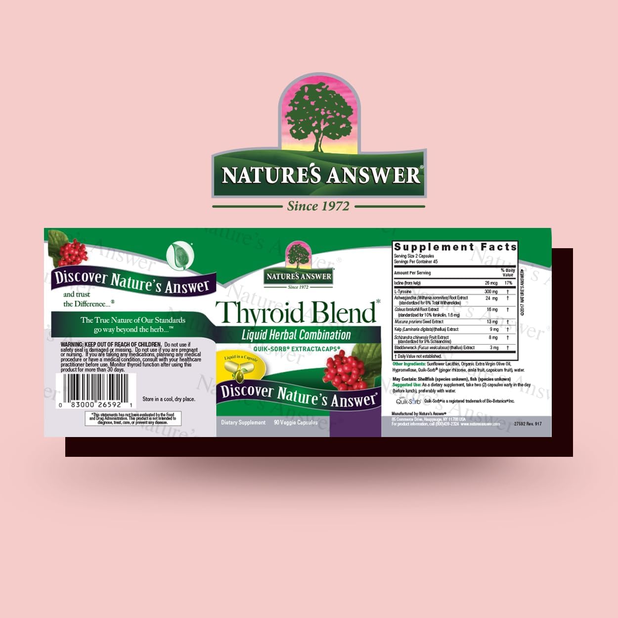 90 Count Nature's Answer Thyroid Complete Blend Vegetarian Capsules for Energy & Metabolism Support