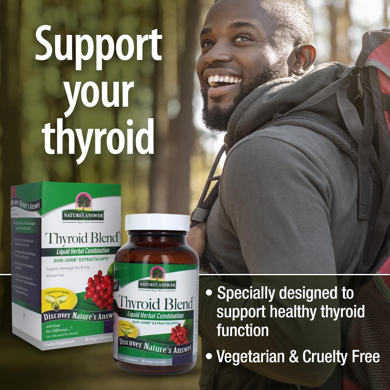90 Count Nature's Answer Thyroid Complete Blend Vegetarian Capsules for Energy & Metabolism Support