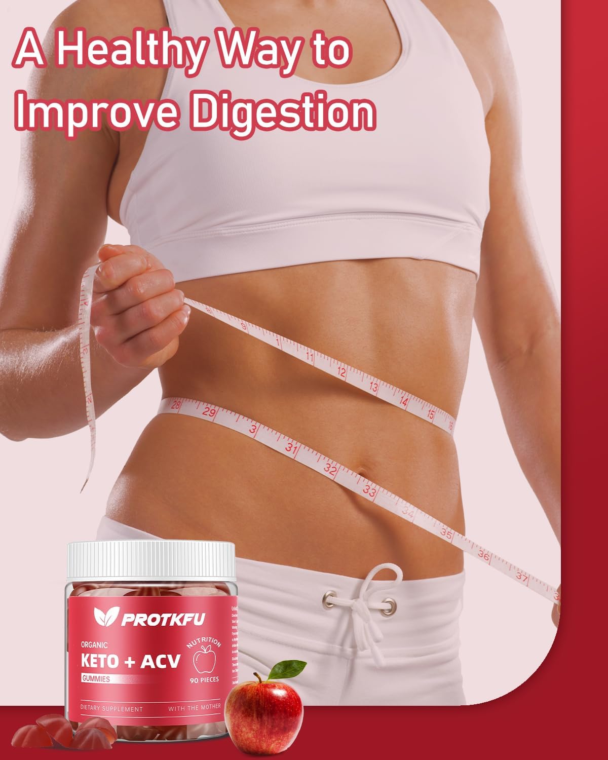 90 Count ProTKFU Keto ACV Gummies for Weight Loss and Gut Health - Advanced Keto Supplements for Bloating and Digestion Support